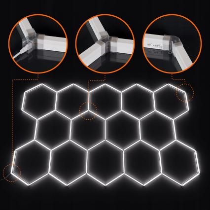 LED taklampa HEXAGON LED/456W/85-265V 4000K 522x298 cm CRI 90 IP54 vit