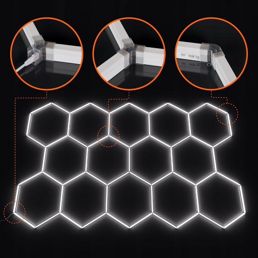 LED taklampa HEXAGON LED/456W/85-265V 4000K 522x298 cm CRI 90 IP54 vit
