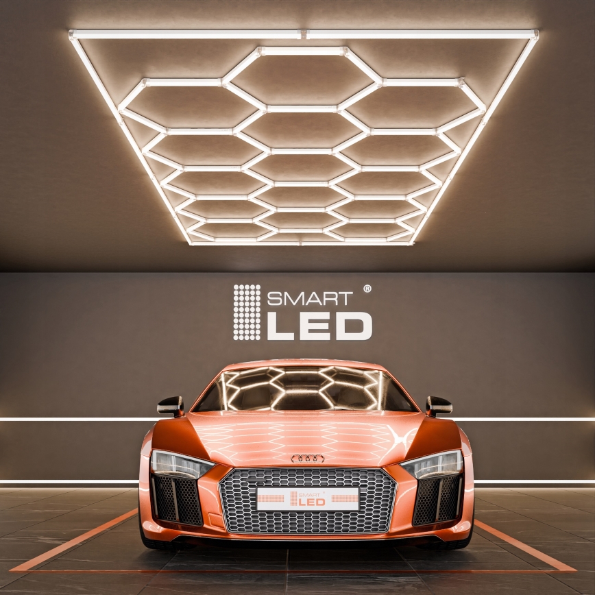 LED Takarmatur HEXAGON LED/696W/85-265V 4000K 484x243 cm CRI 90 IP54 vit