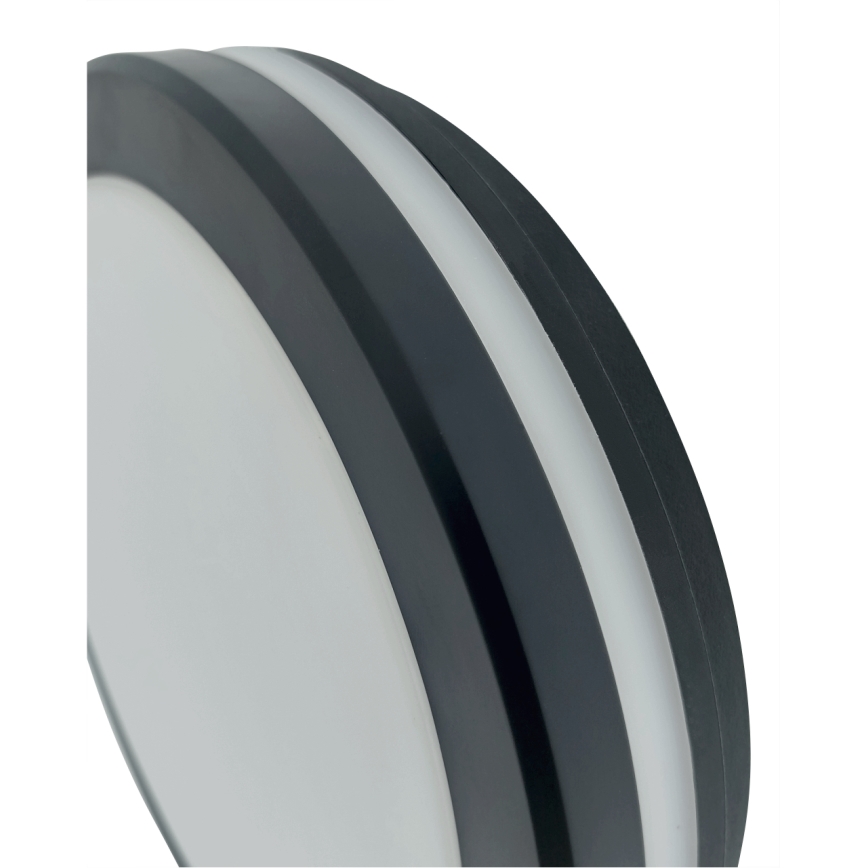 LED badrumstaklampa med rörelsesensor LED/20W/230V 3000/4000/6500K Ø 23 cm IP54 antracit