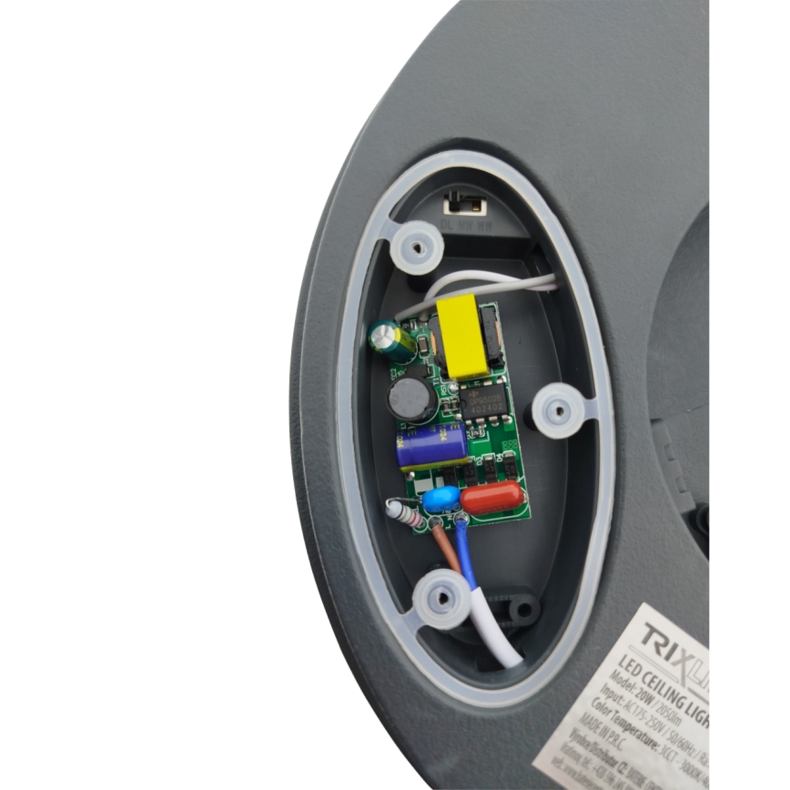 LED badrumstaklampa med rörelsesensor LED/20W/230V 3000/4000/6500K Ø 23 cm IP54 antracit