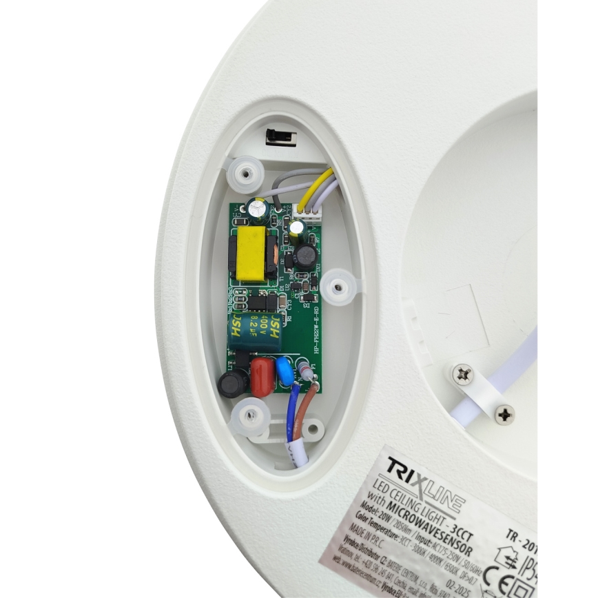 LED-taklampa med rörelsesensor LED/20W/230V 3000/4000/6500K diam. 230 cm IP54 grå