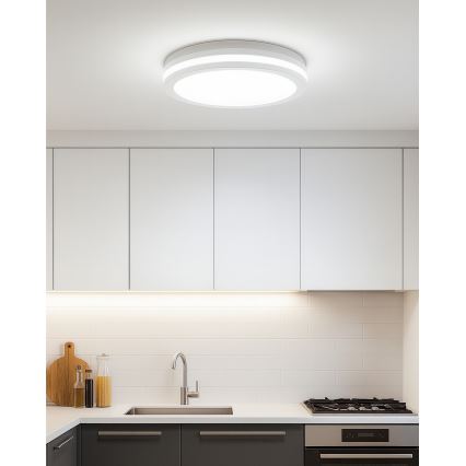 LED taklampa för badrum med rörelsesensor LED/20W/230V 3000/4000/6500K Ø 23 cm IP54 vit