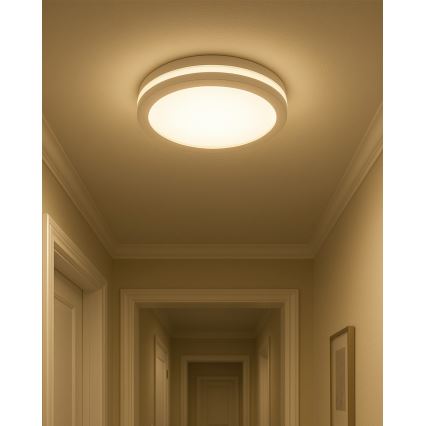 LED taklampa för badrum med rörelsesensor LED/20W/230V 3000/4000/6500K Ø 23 cm IP54 vit