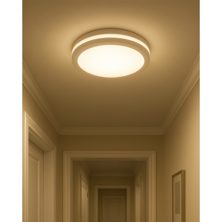 LED taklampa för badrum med rörelsesensor LED/20W/230V 3000/4000/6500K Ø 23 cm IP54 vit
