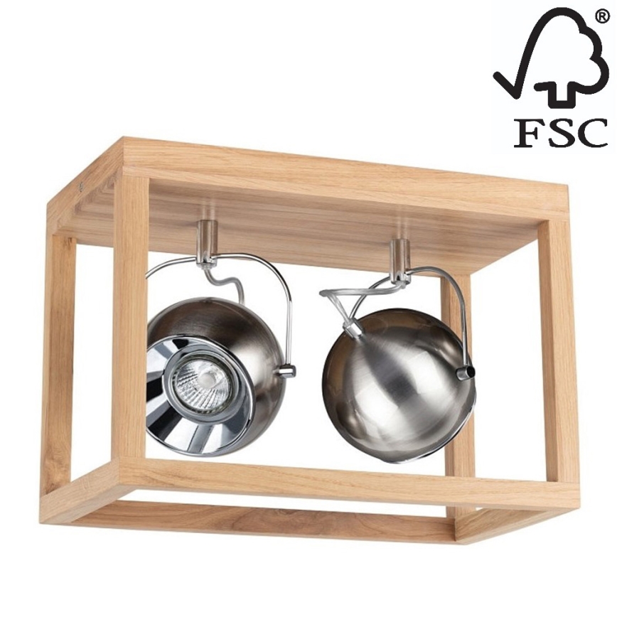 LED Takbelysning ROY 2xGU10/5W/230V matt ek - FSC-certifierad