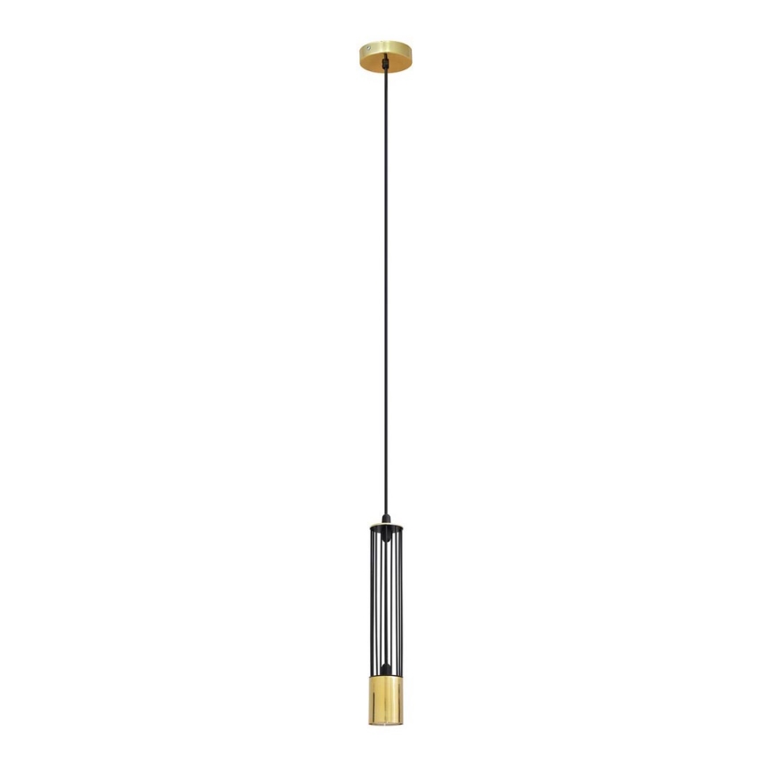 LED Takkkrona på ett snöre  BARS 1xGU10/4,8W/230V svart /gyllene 