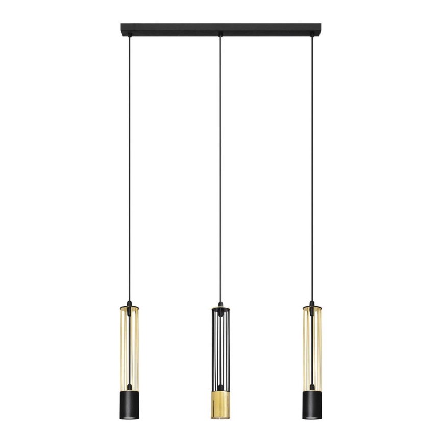 LED Takkkrona på ett snöre  BARS 3xGU10/4,8W/230V svart /gold