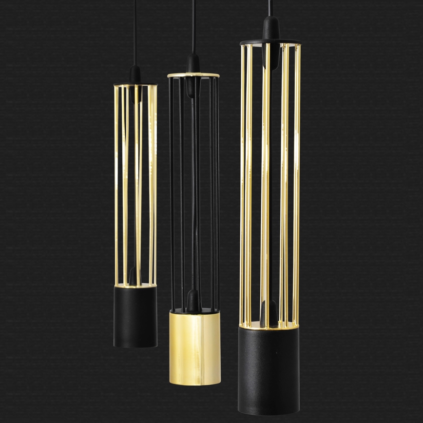 LED Takkkrona på ett snöre  BARS 3xGU10/4,8W/230V svart /gold