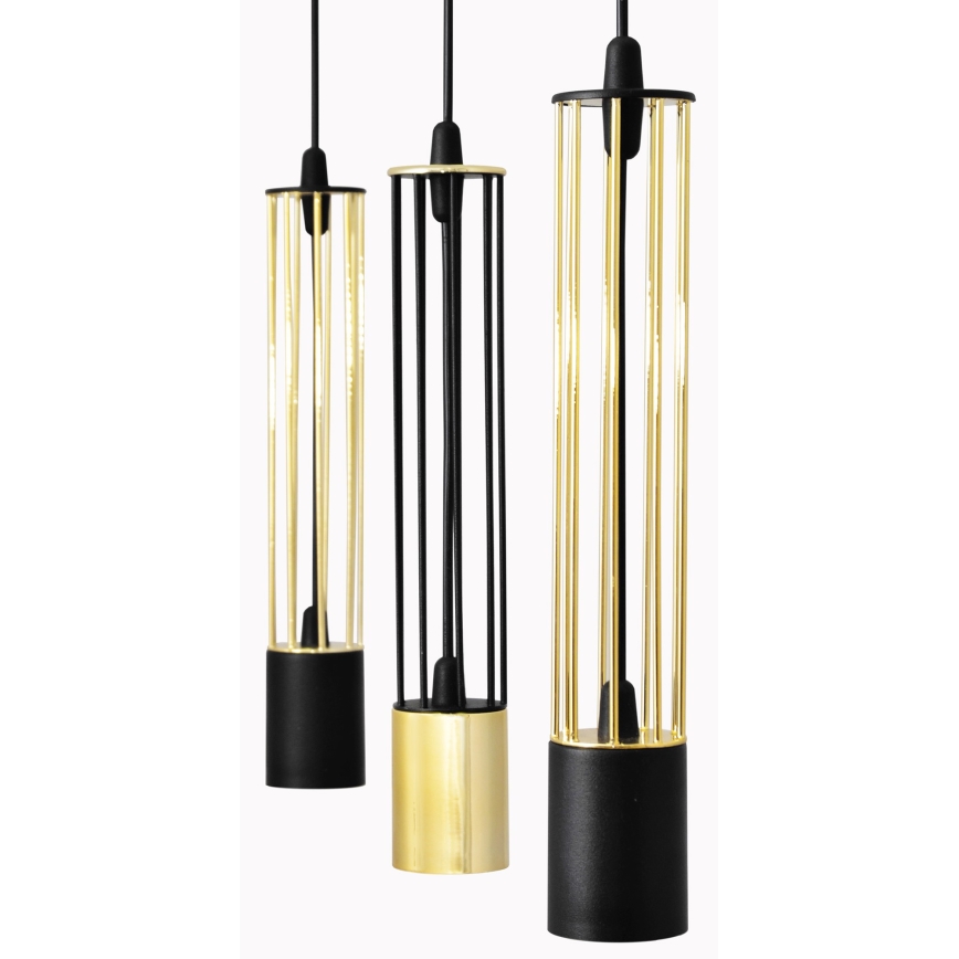 LED Takkkrona på ett snöre  BARS 3xGU10/4,8W/230V svart /gold