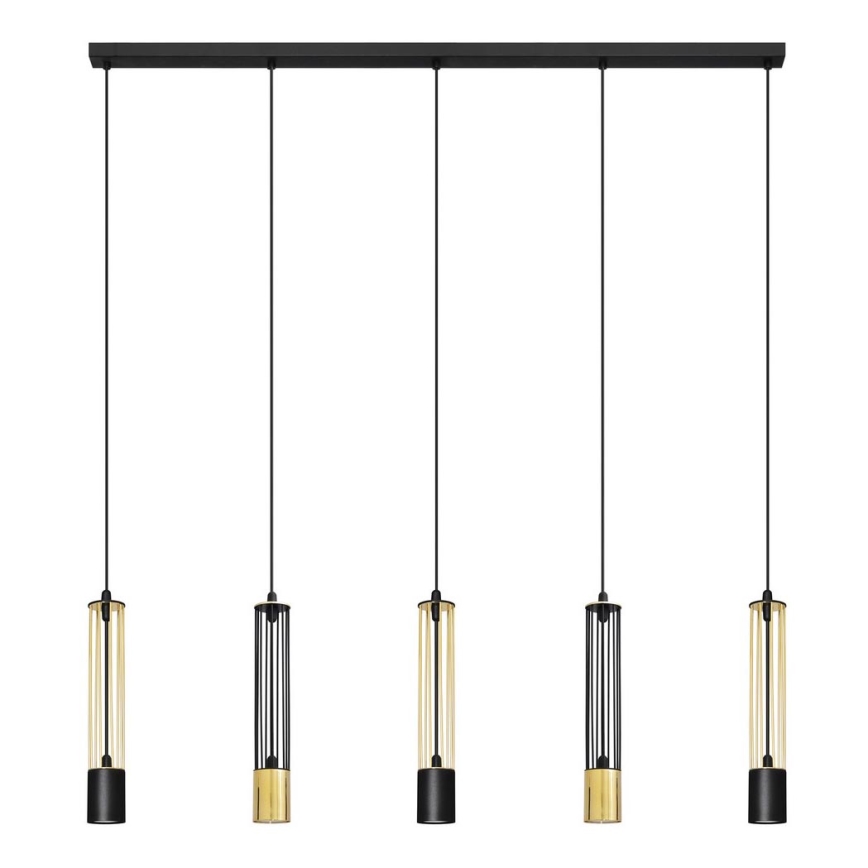 LED Takkkrona på ett snöre  BARS 5xGU10/4,8W/230V svart /gyllene