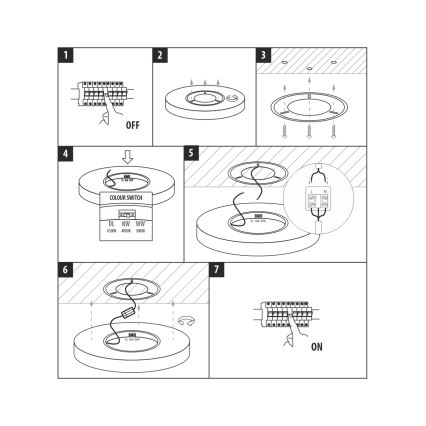 LED-taklampa 32 W/230 V 3000/4000/6500 K Ø 40 cm svart