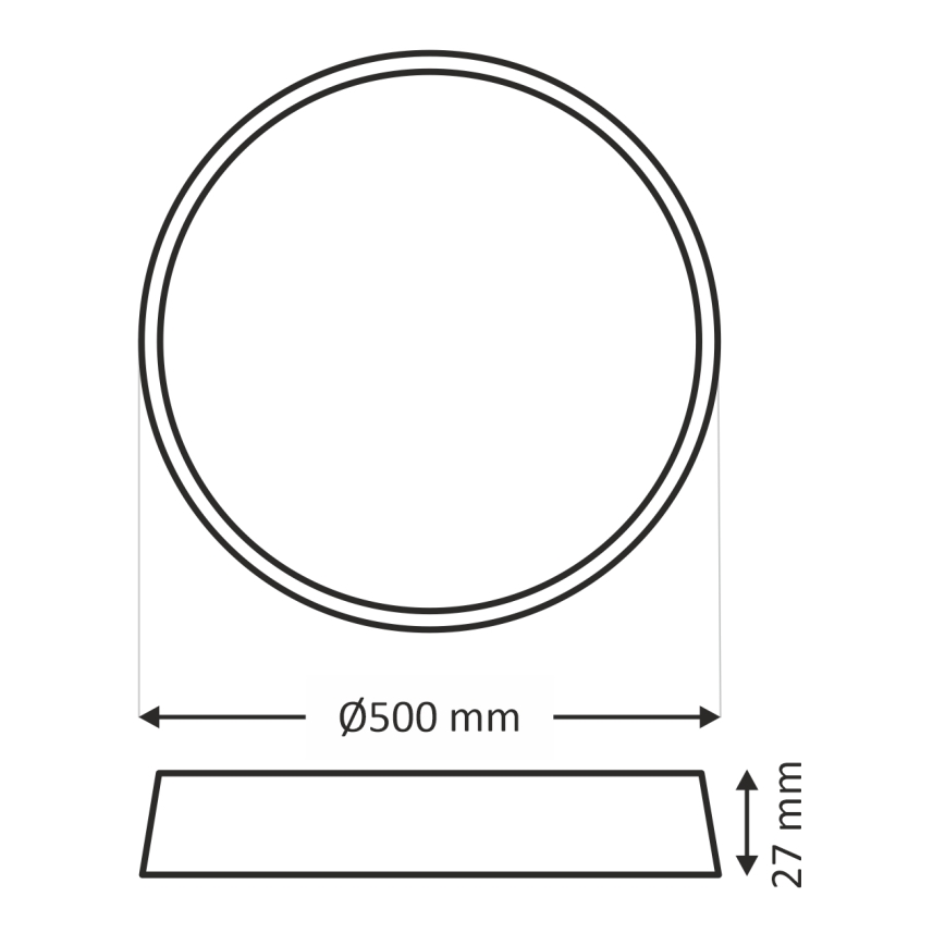 LED-taklampa, 40 W, 230 V — växbar färgtemperatur 3000/4000/6500 K, Ø 50 cm, brun