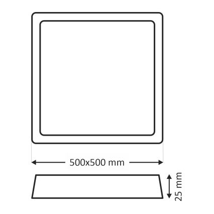 LED-taklampa 40W/230V 3000/4000/6500K 50x50 cm svart