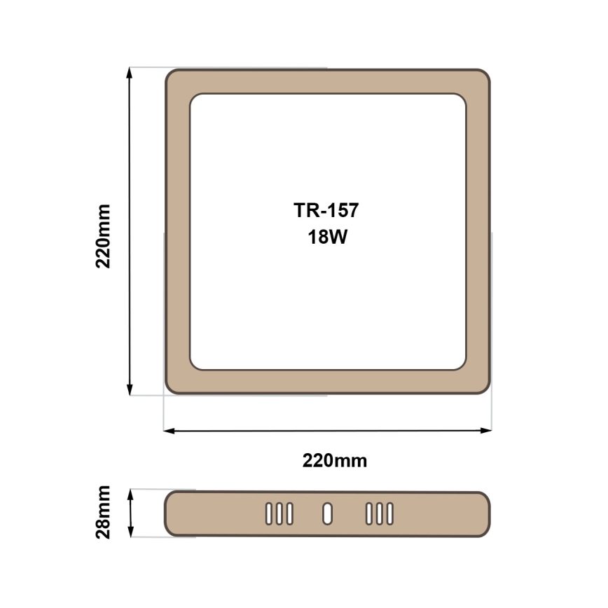 LED taklampa BLOCK LED/18W/230V 4200K 22x22 cm brun