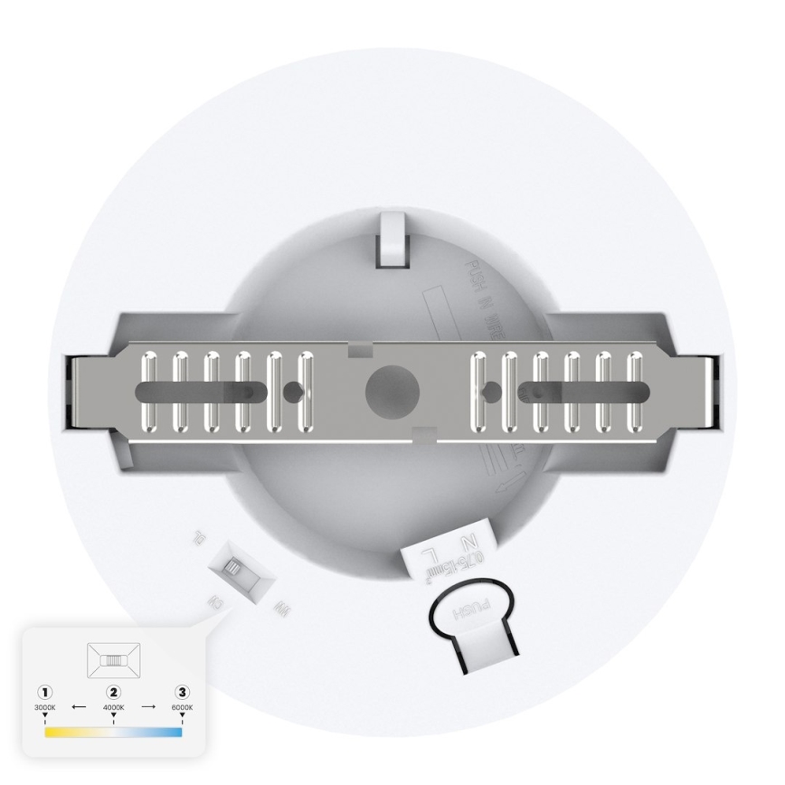 LED-taklampa EVORA, 6 W/230 V, 3000/4000/6000 K, Ø 14 cm, vit