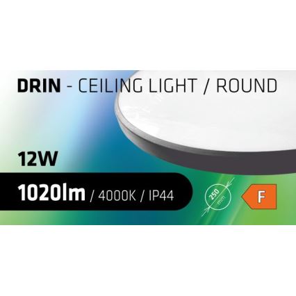 LED taklampa för badrum CIRCLE LED/12W/230V 4000K diameter 25 cm IP44 svart