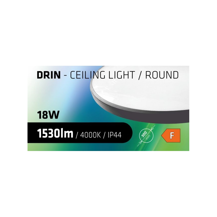 LED taklampa för badrum CIRCLE LED/18W/230V 4000K diameter 30 cm IP44 svart