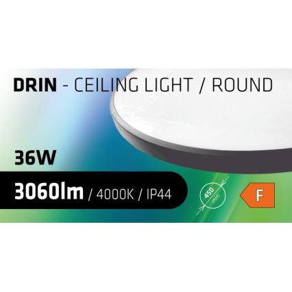 LED taklampa för badrum CIRCLE LED/36W/230V 4000K diameter 45 cm IP44 svart