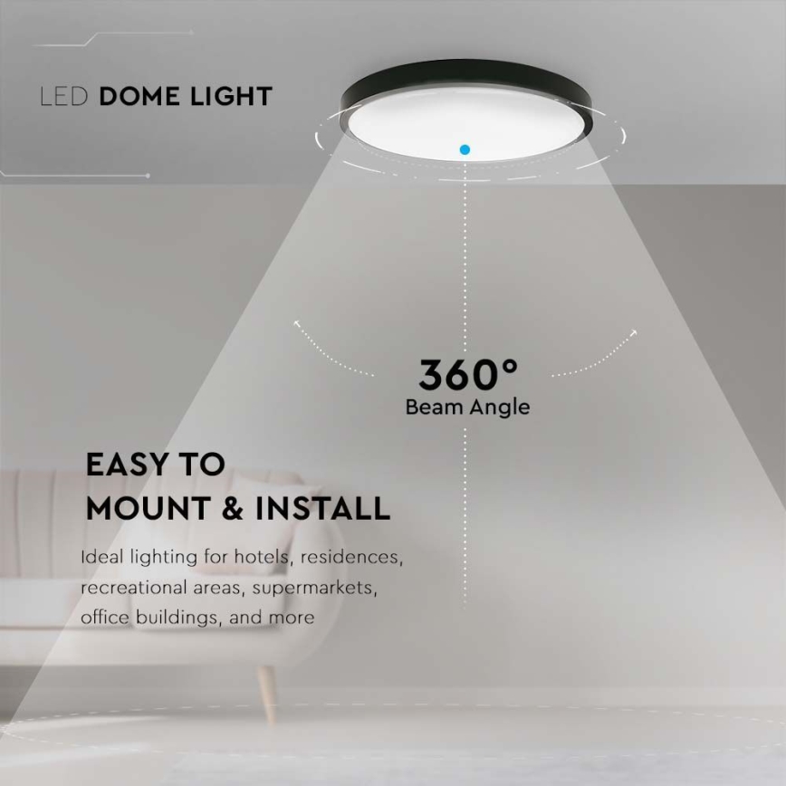 LED taklampa för badrum LED/18W/230V 4000K IP44 svart