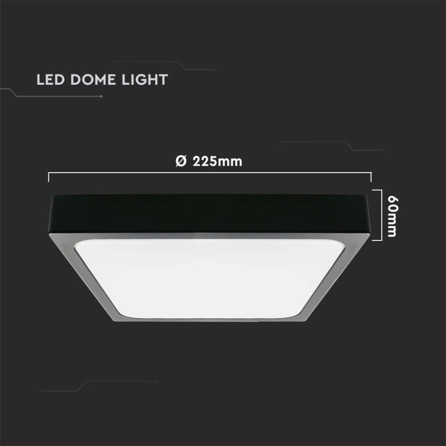 LED taklampa för badrum LED/18W/230V 6500K IP44 22,5x22,5 cm svart