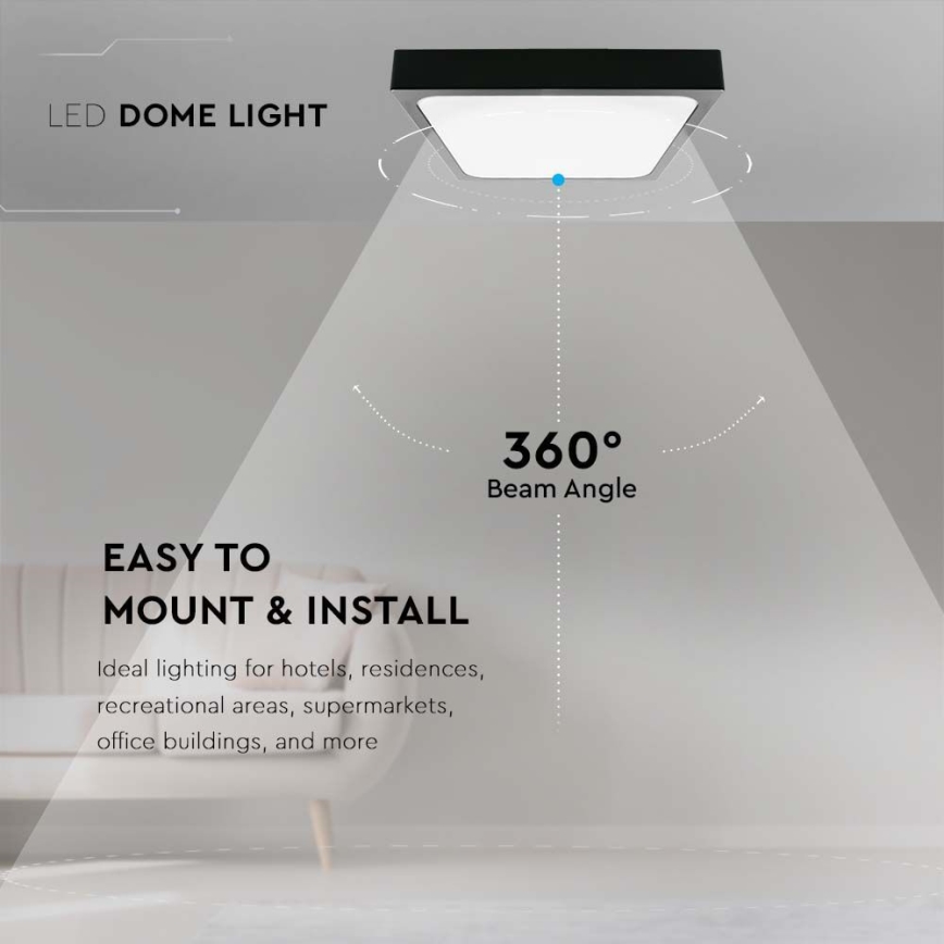 LED taklampa för badrum LED/18W/230V 6500K IP44 svart
