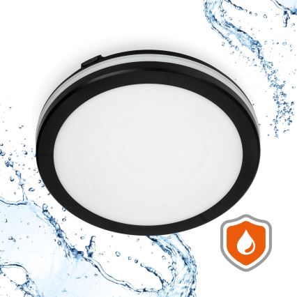 LED taklampa för badrum LED/18W/230V 3000/4000/6500K IP65 diameter 30 cm svart