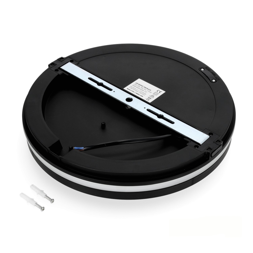 LED taklampa för badrum LED/18W/230V 3000/4000/6500K IP65 diameter 30 cm svart