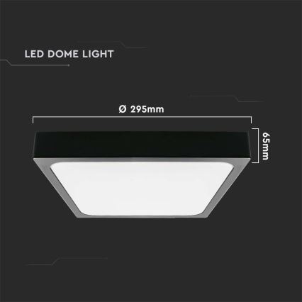 LED taklampa för badrum LED/24W/230V 6500K IP44 29,5x29,5 cm svart
