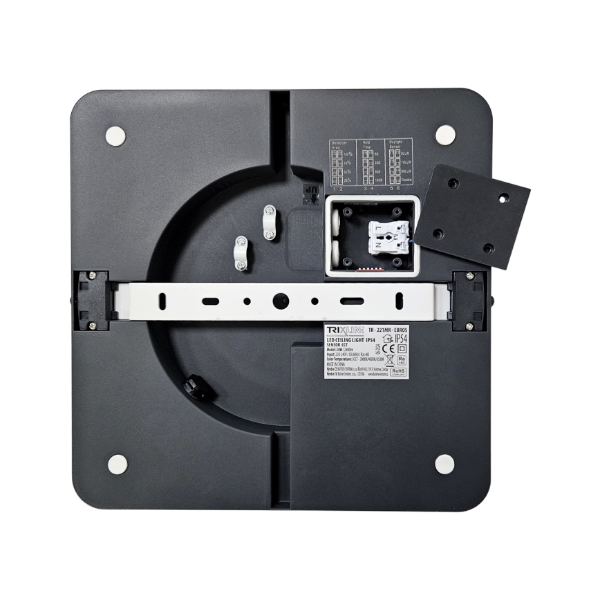 LED taklampa för badrum med sensor ELLÉ LED/24W/230V 3000/4000/6500K 26x26 cm IP54 antracit