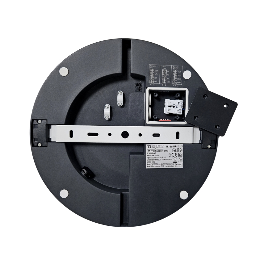 LED taklampa för badrum med sensor ELLÉ LED/24W/230V 3000/4000/6500K diameter 26 cm IP54 antracit