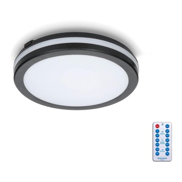 LED taklampa för badrum med sensor LED/12W/230V 3000/4000/6500K IP65 diameter 20 cm svart + fjärrkontroll
