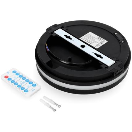 LED taklampa för badrum med sensor LED/12W/230V 3000/4000/6500K IP65 diameter 20 cm svart + fjärrkontroll