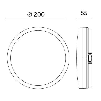 LED taklampa för badrum med sensor LED/12W/230V 3000/4000/6500K IP65 diameter 20 cm svart + fjärrkontroll