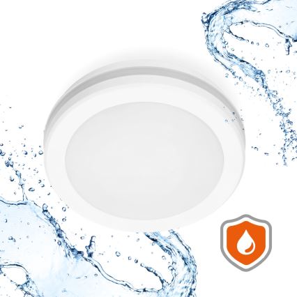 LED taklampa för badrum med sensor LED/12W/230V 3000/4000/6500K IP65 diameter 20 cm vit + fjärrkontroll