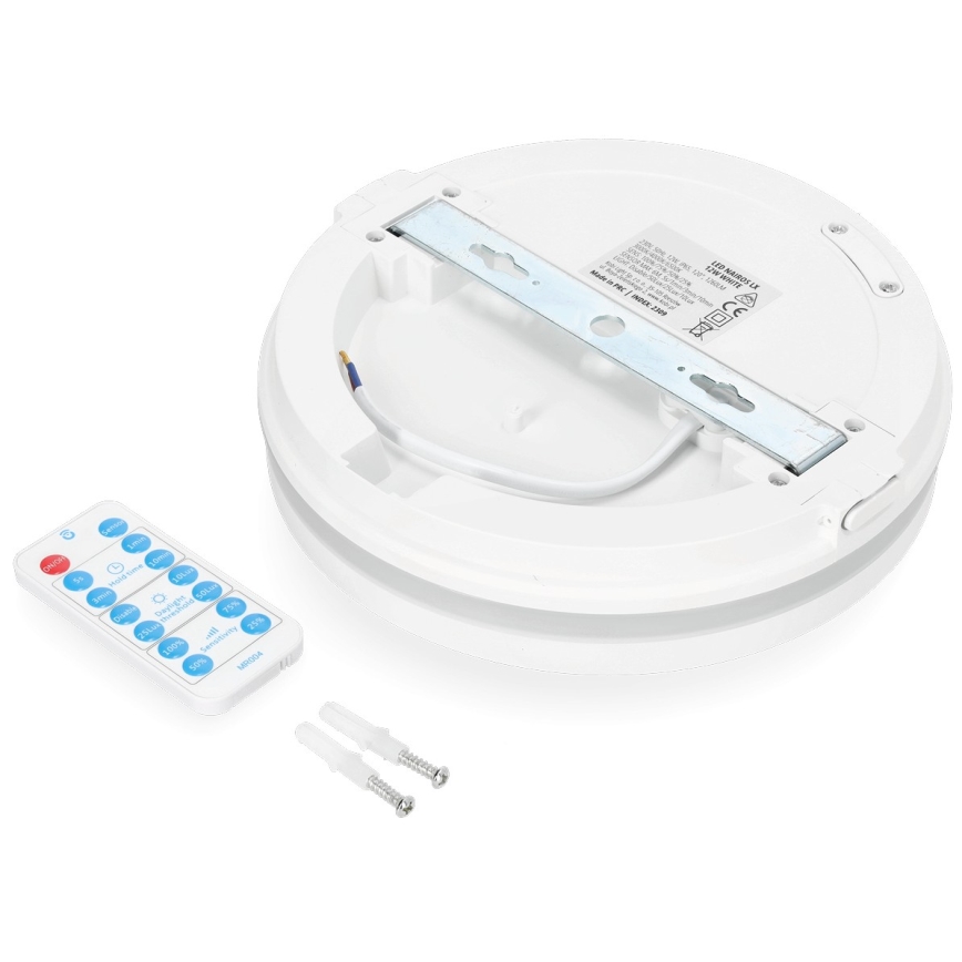 LED taklampa för badrum med sensor LED/12W/230V 3000/4000/6500K IP65 diameter 20 cm vit + fjärrkontroll