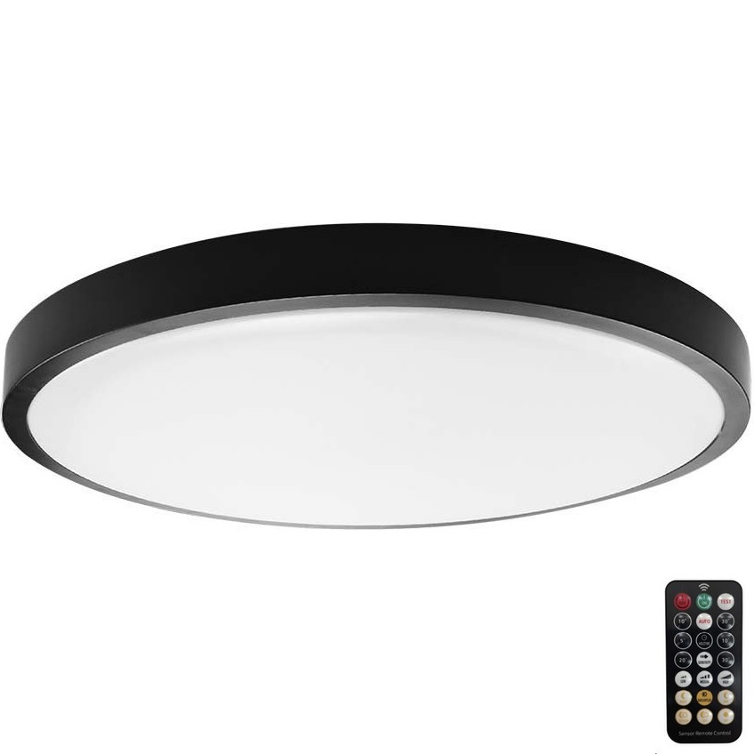 LED taklampa för badrum med sensor LED/18W/230V 4000K IP44 svart + fjärrkontroll