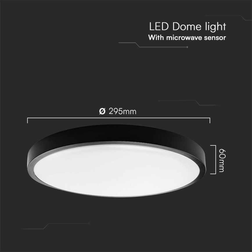 LED taklampa för badrum med sensor LED/18W/230V 4000K IP44 svart + fjärrkontroll