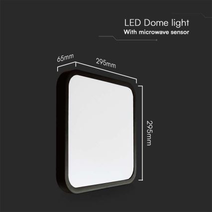 LED taklampa för badrum med sensor LED/18W/230V 4000K IP44 svart + fjärrkontroll