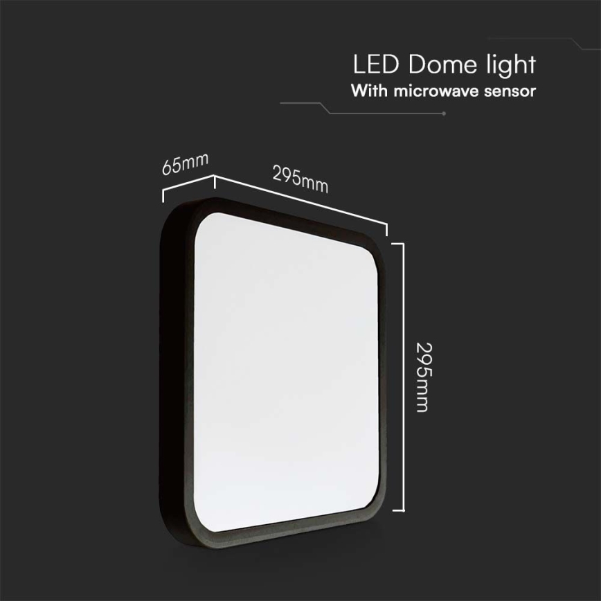 LED taklampa för badrum med sensor LED/18W/230V 4000K IP44 svart + fjärrkontroll