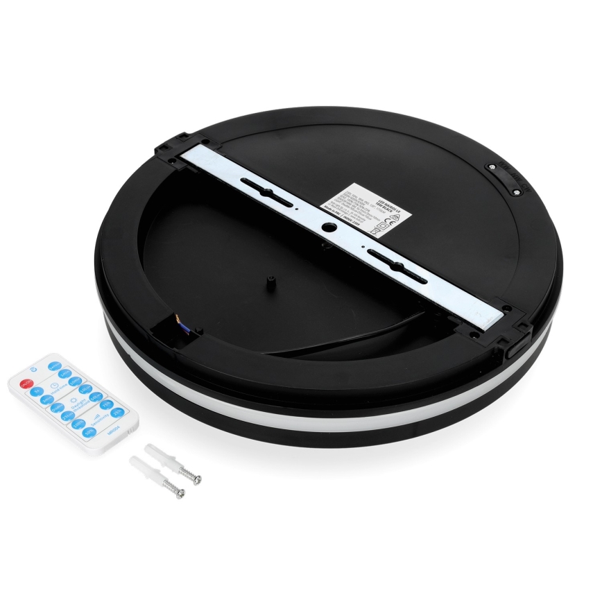 LED taklampa för badrum med sensor LED/18W/230V 3000/4000/6500K IP65 diameter 30 cm svart + fjärrkontroll