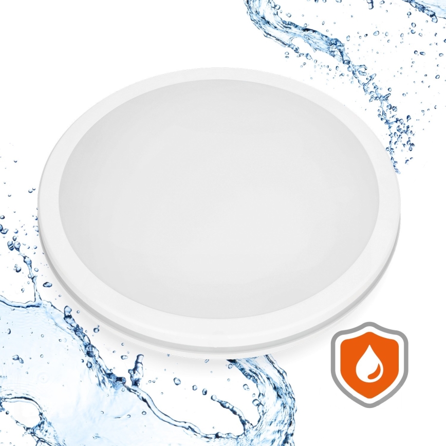 LED taklampa för badrum med sensor LED/18W/230V 3000/4000/6500K IP65 diameter 30 cm vit + fjärrkontroll