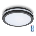 LED taklampa för badrum med sensor LED/24W/230V 3000/4000/6500K IP65 diameter 30 cm svart + fjärrkontroll