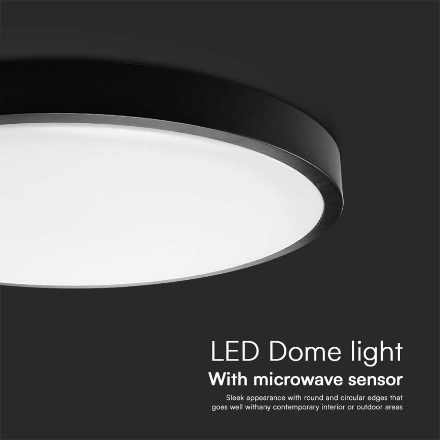 LED taklampa för badrum med sensor LED/24W/230V 4000K IP44 svart + fjärrkontroll