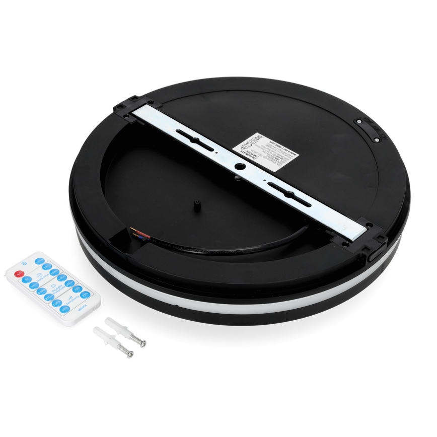 LED taklampa för badrum med sensor LED/24W/230V 3000/4000/6500K IP65 diameter 30 cm svart + fjärrkontroll