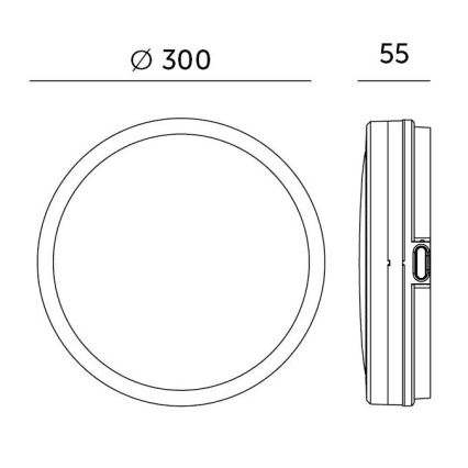 LED taklampa för badrum med sensor LED/24W/230V 3000/4000/6500K IP65 diameter 30 cm svart + fjärrkontroll