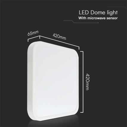 LED taklampa för badrum med sensor LED/36W/230V 4000K IP44 42x42 cm vit + fjärrkontroll