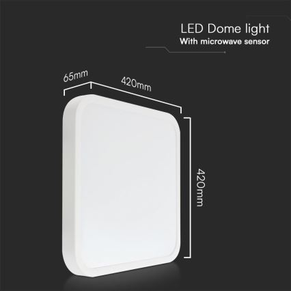 LED taklampa för badrum med sensor SAMSUNG CHIP LED/36W/230V IP44 4000K 42x42 cm vit + fjärrkontroll