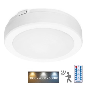 LED taklampa för badrum med sensor NAIROS LED/12W/230V IP65 3000/4000/6500K diameter 20 cm vit + fjärrkontroll