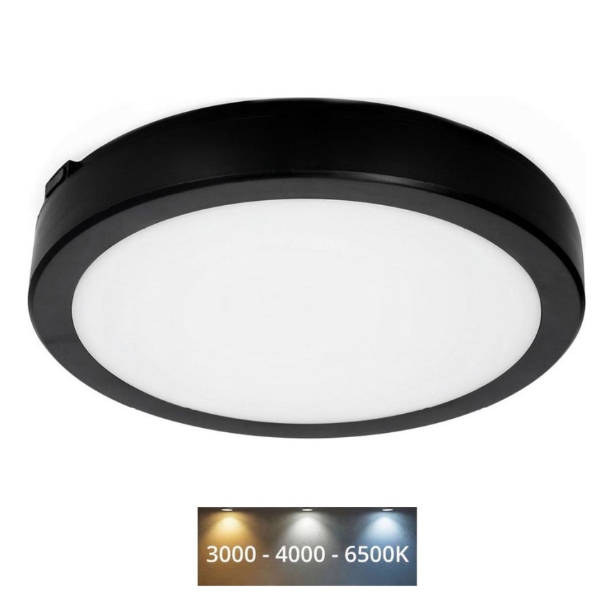LED taklampa för badrum NAIROS LED/18W/230V 3000/4000/6500K IP65 diameter 30 cm svart